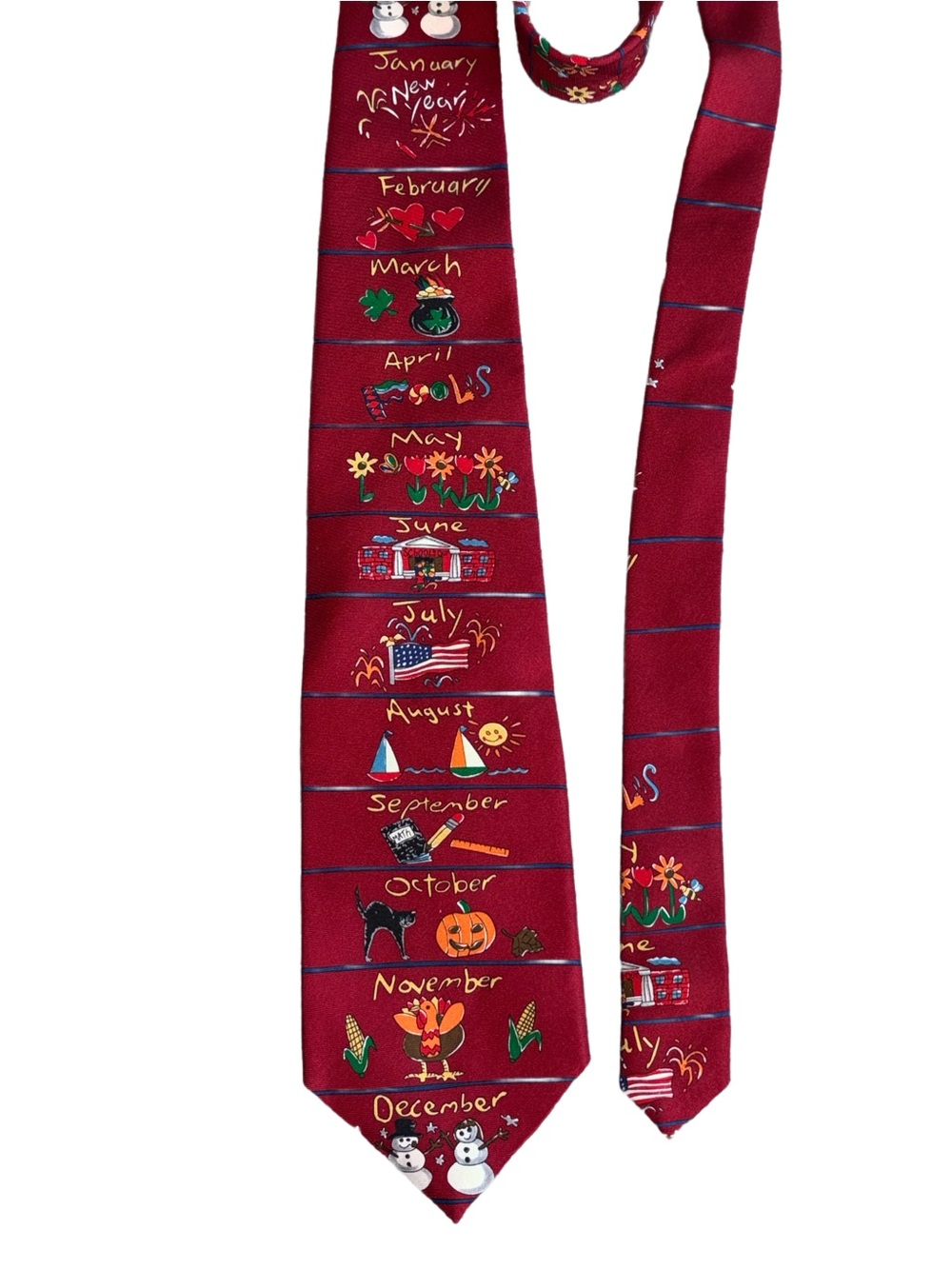 SAVE THE CHILDREN Multicolored “12 Months of the Year” Jessica Age 10 Silk Tie